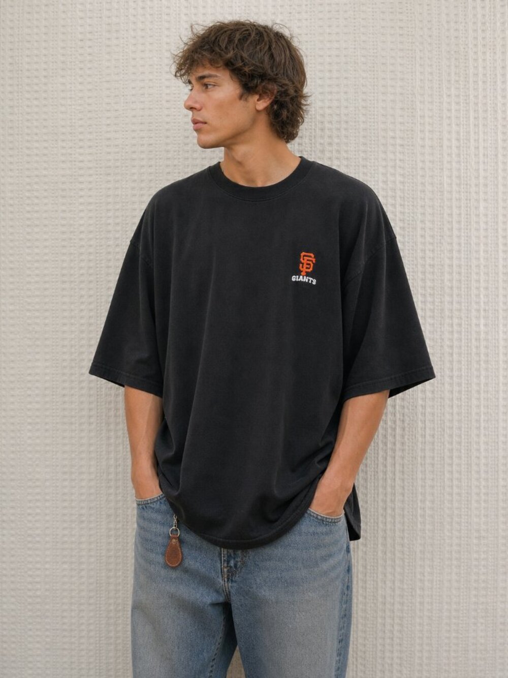 Vintage SF Giants Embroidered Tee Black MLB Baseball T-Shirt XL USA